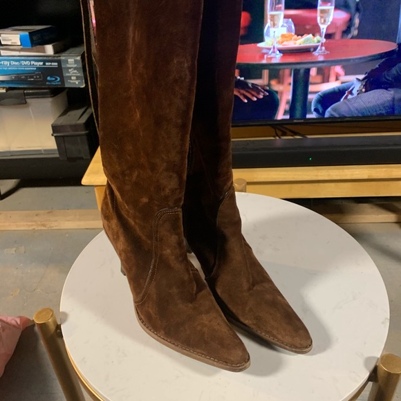 Suede and Leather Coach Boots Size 8 - Picture 2 of 5